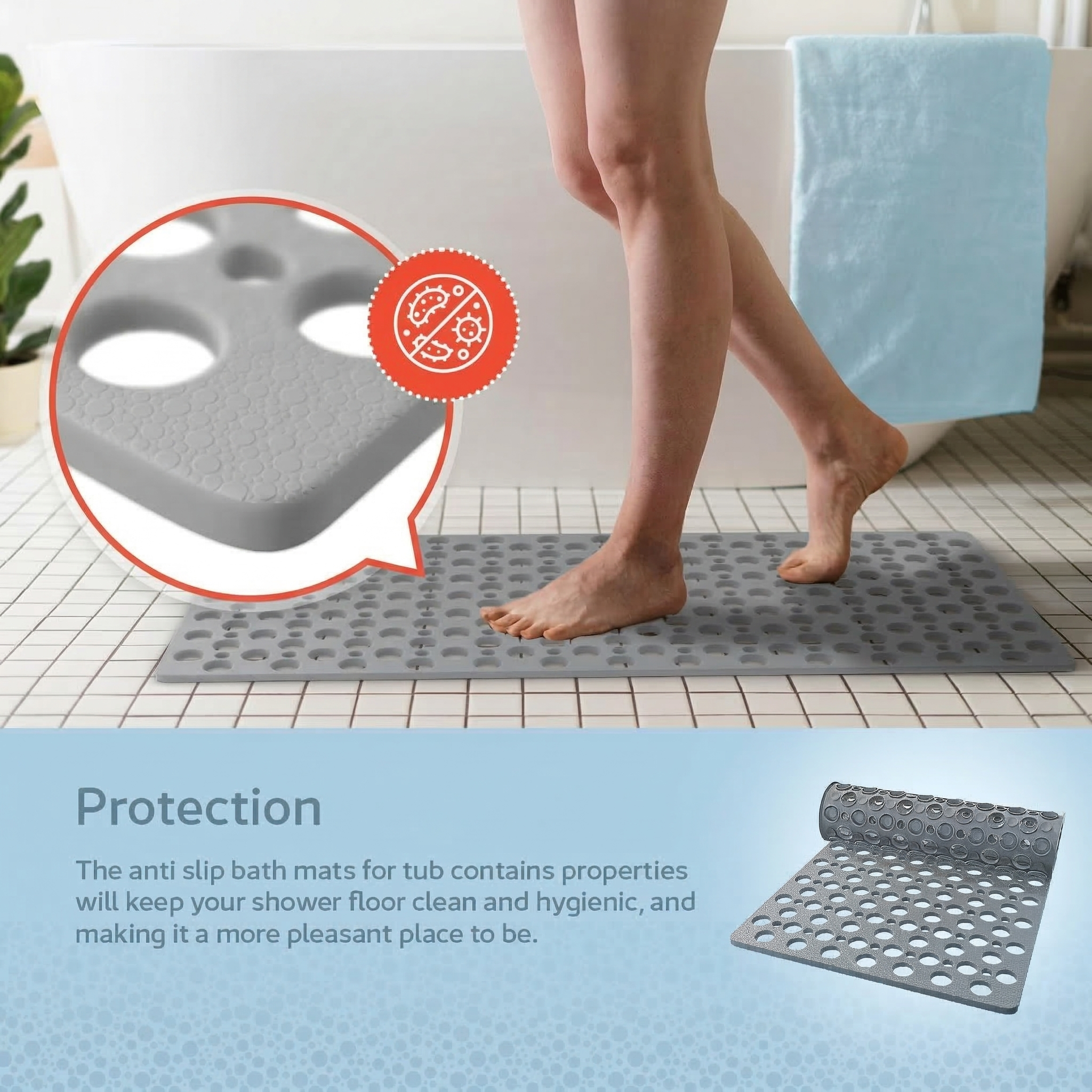 Velora™ Antibacterial & Non-Slip Bath Mat