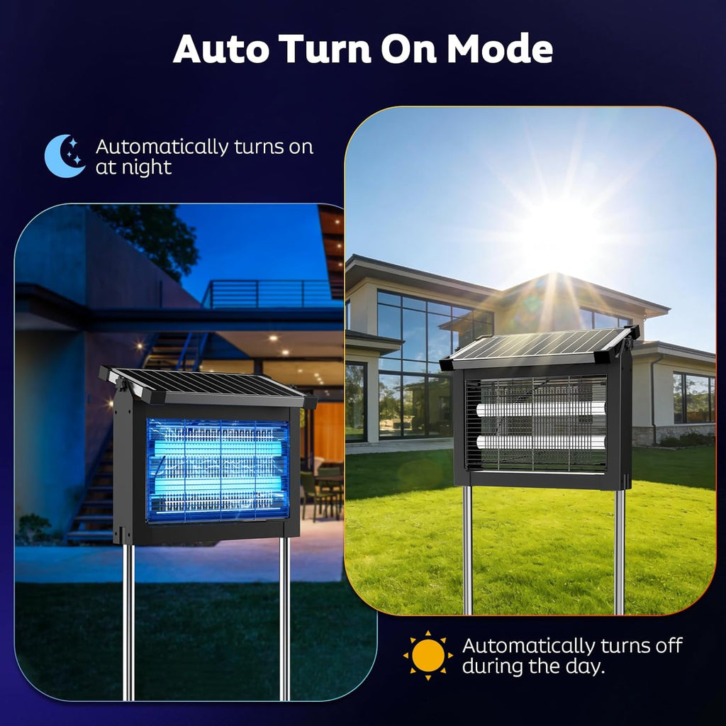🔥Last Day: 49% OFF🔥 Solar Bug Zapper Outdoor, 4500V Mosquito Zapper Waterproof Electric Fly Zapper Rechargeable Mosquito Killer Lamp with 10W Solar Panel, Cordless Fly Trap for Backyard, Patio, Garden, RV, Camping