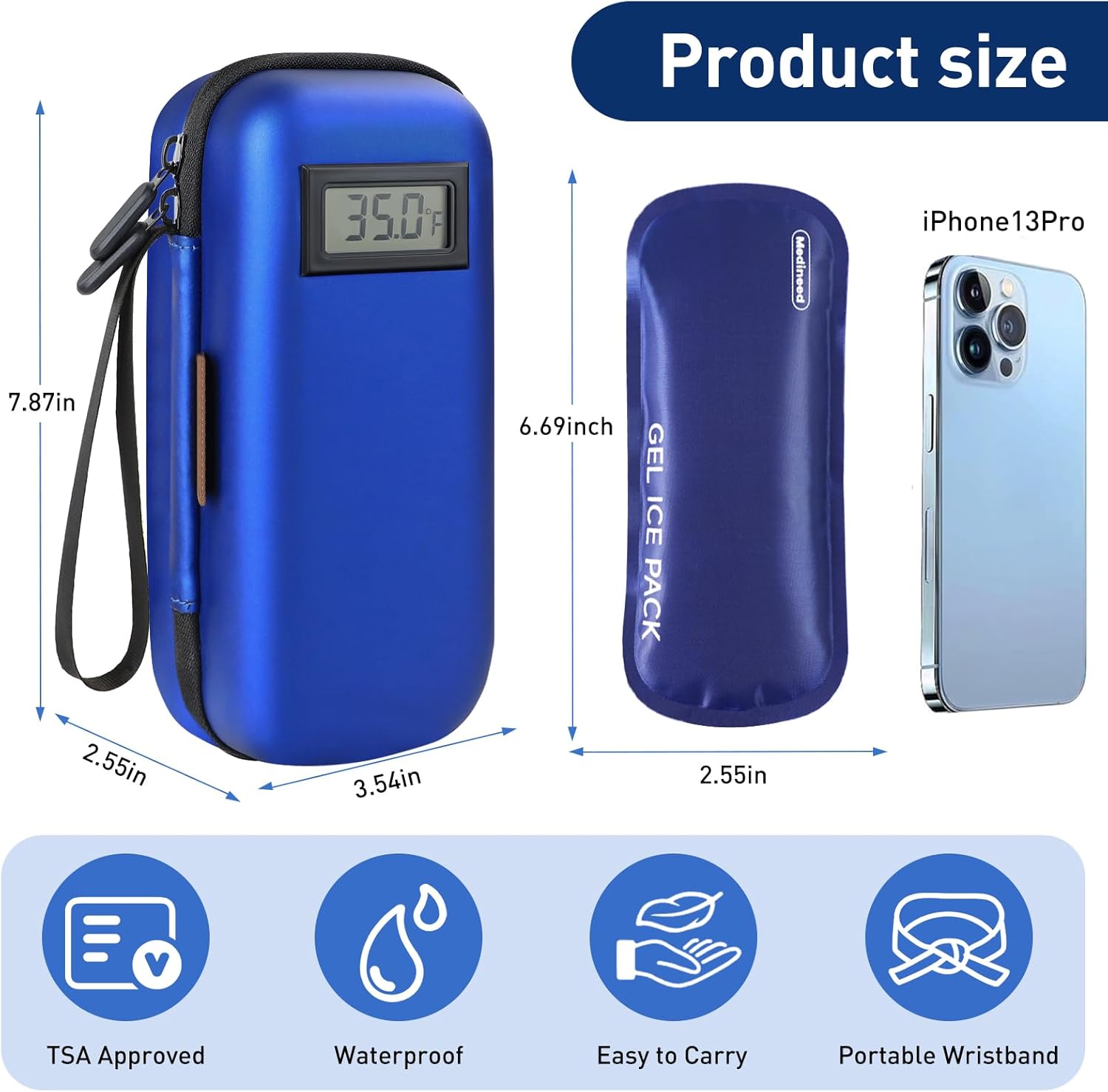 Velora™ Portable Temperature Display Medicine Travel Cooler