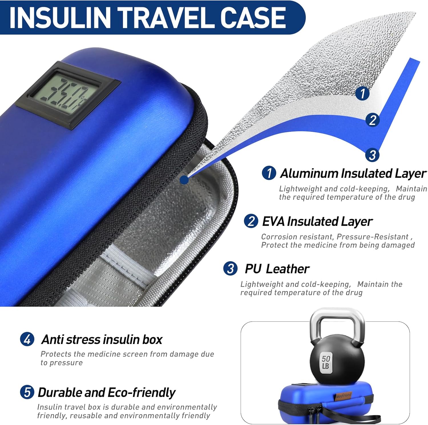 Velora™ Portable Temperature Display Medicine Travel Cooler