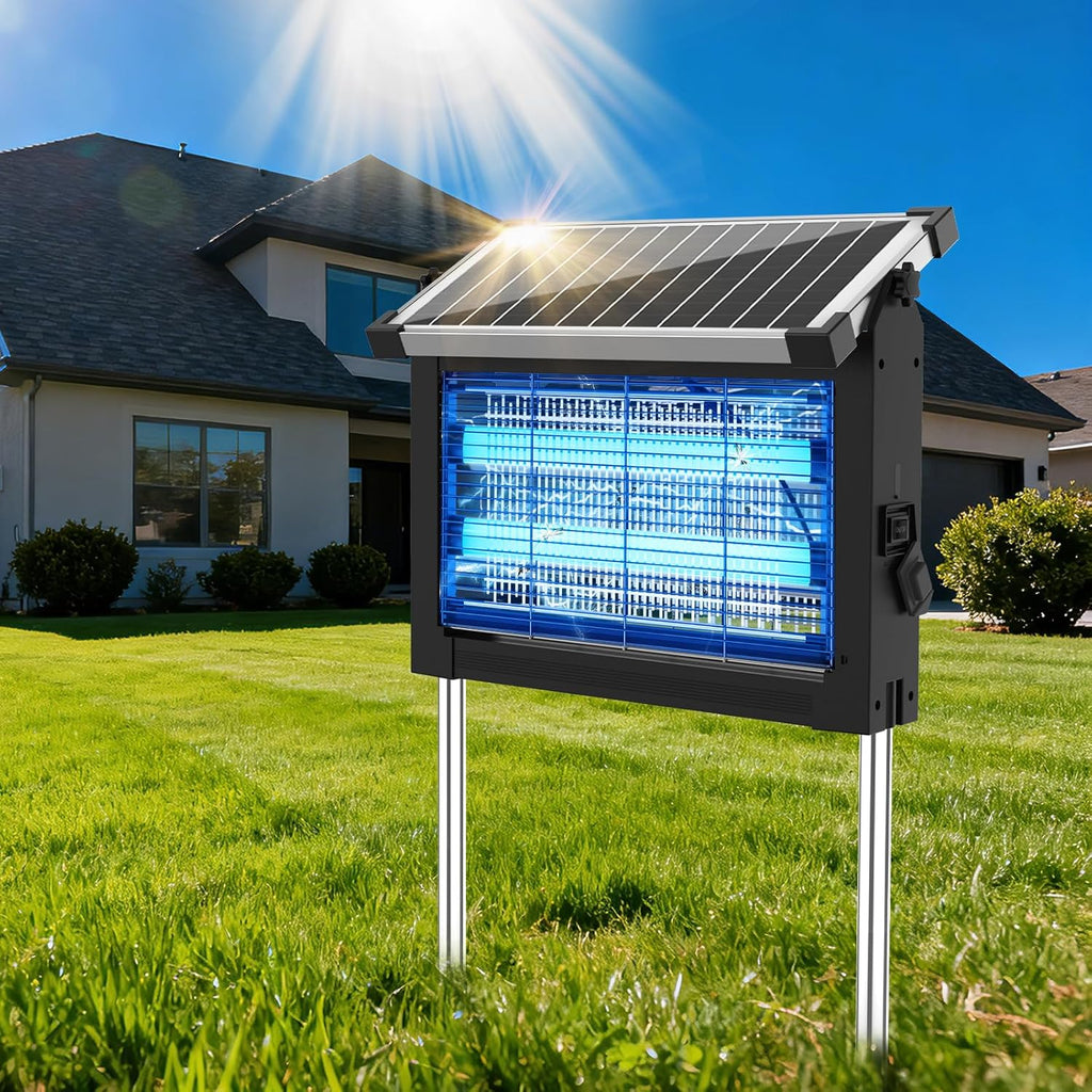 🔥Last Day: 49% OFF🔥 Solar Bug Zapper Outdoor, 4500V Mosquito Zapper Waterproof Electric Fly Zapper Rechargeable Mosquito Killer Lamp with 10W Solar Panel, Cordless Fly Trap for Backyard, Patio, Garden, RV, Camping