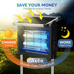 🔥Last Day: 49% OFF🔥 Solar Bug Zapper Outdoor, 4500V Mosquito Zapper Waterproof Electric Fly Zapper Rechargeable Mosquito Killer Lamp with 10W Solar Panel, Cordless Fly Trap for Backyard, Patio, Garden, RV, Camping