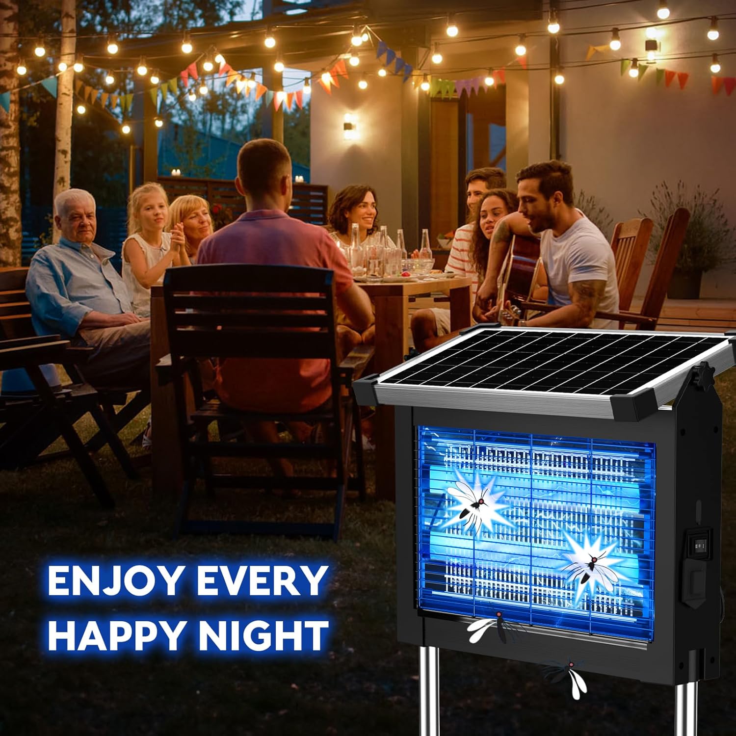 🔥Last Day: 49% OFF🔥 Solar Bug Zapper Outdoor, 4500V Mosquito Zapper Waterproof Electric Fly Zapper Rechargeable Mosquito Killer Lamp with 10W Solar Panel, Cordless Fly Trap for Backyard, Patio, Garden, RV, Camping