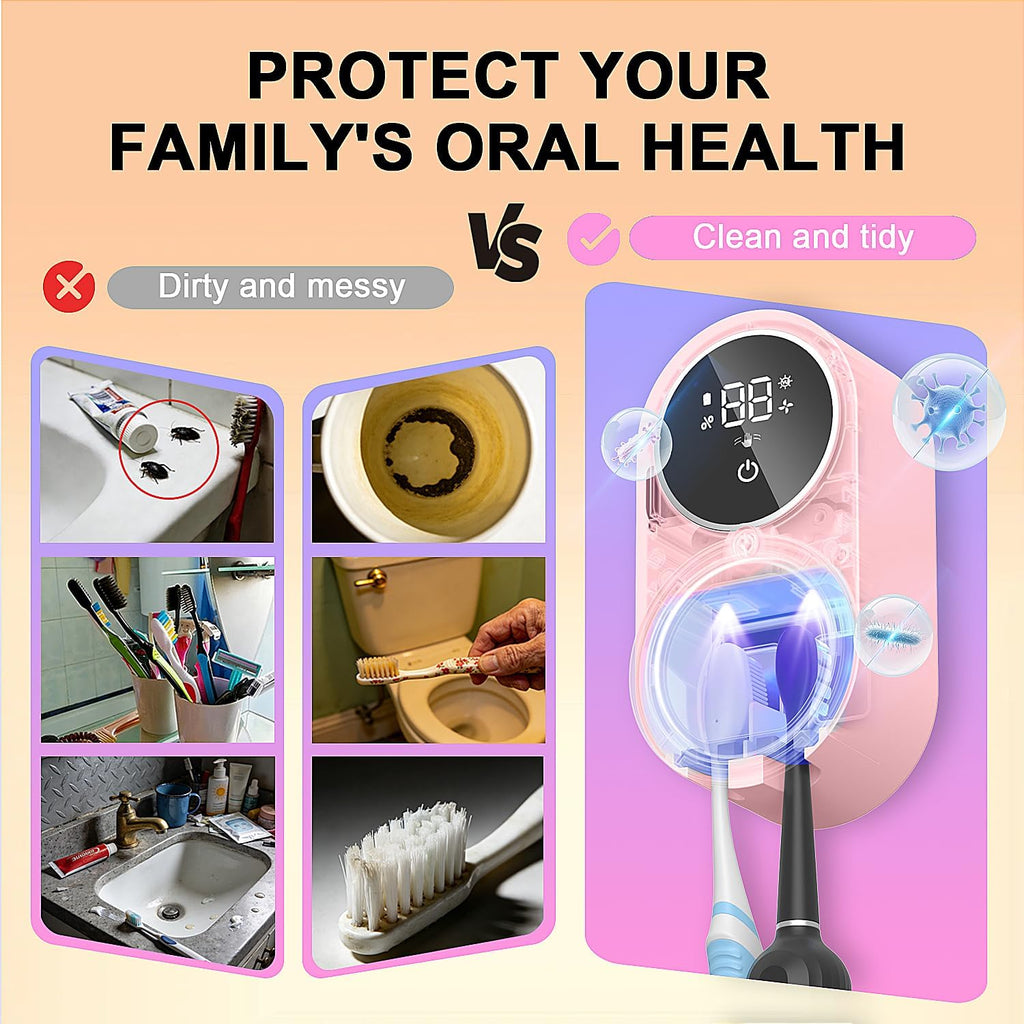 TechVelora LumiShield™ |Smart UV-C Toothbrush Sanitizer & Dryer