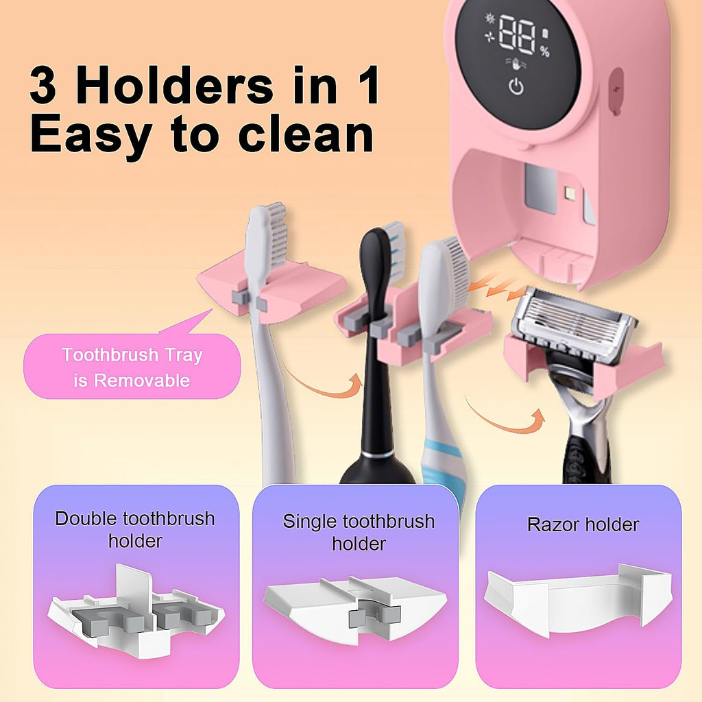 TechVelora LumiShield™ |Smart UV-C Toothbrush Sanitizer & Dryer