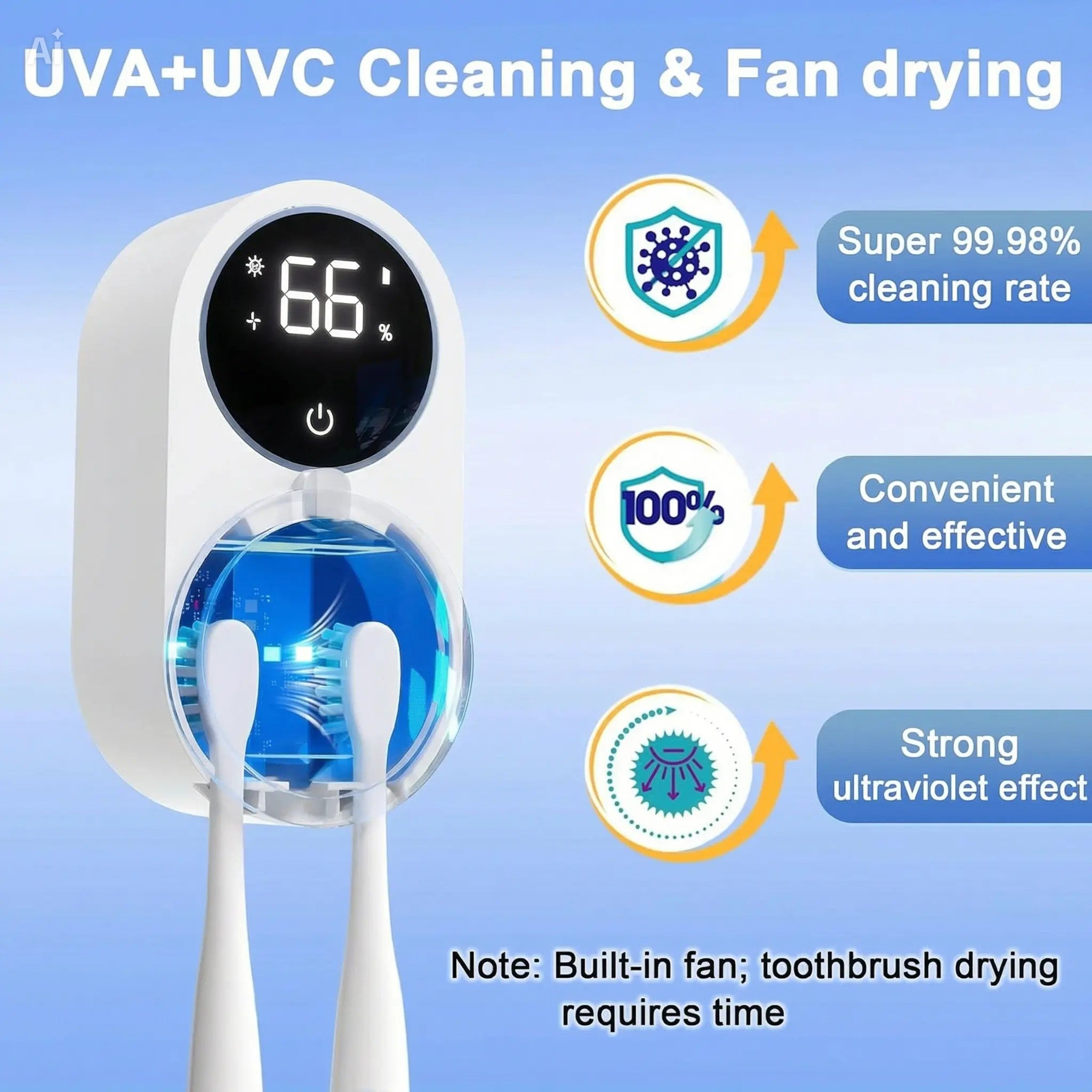 TechVelora LumiShield™ |Smart UV-C Toothbrush Sanitizer & Dryer