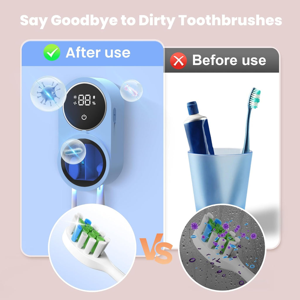 TechVelora LumiShield™ |Smart UV-C Toothbrush Sanitizer & Dryer