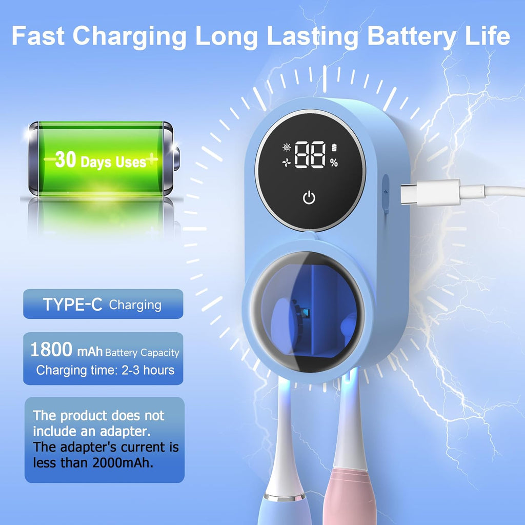 TechVelora LumiShield™ |Smart UV-C Toothbrush Sanitizer & Dryer