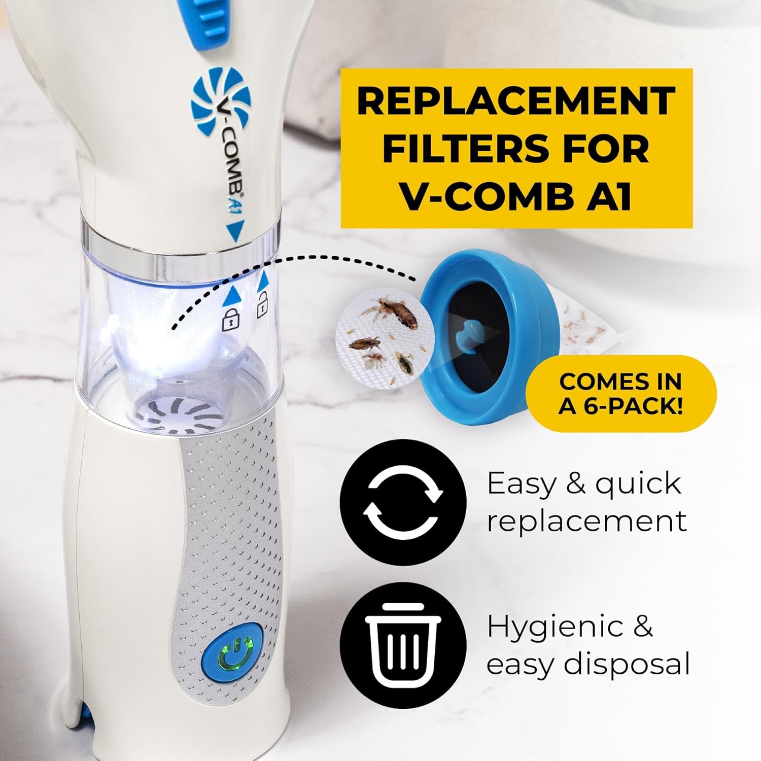 Techvelora™ LiceVac Pro – Electric Lice Comb Vacuum | Safe & Chemical-Free Lice Removal