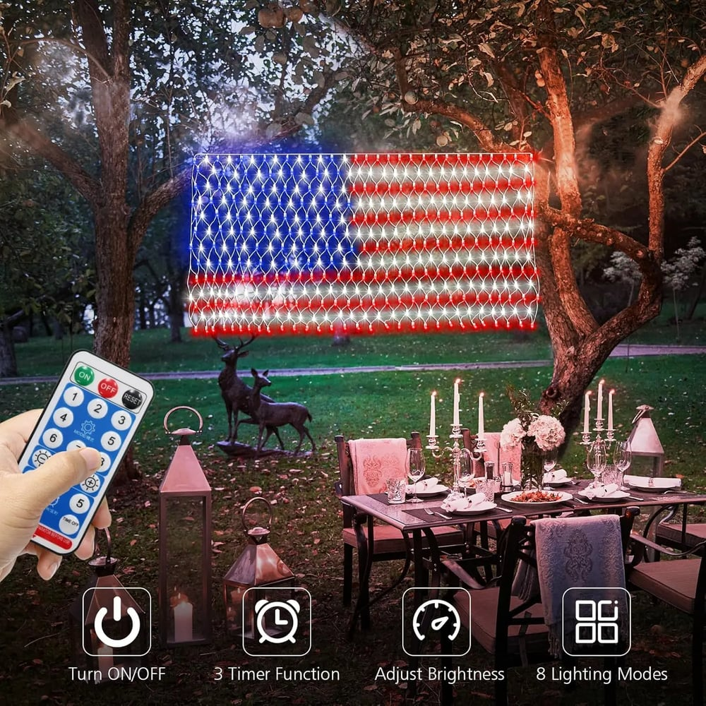 🔥Last Day: 49% OFF🔥Solar American Flag Lights Outdoor for 250th Independence Celebration 🇺🇸✨